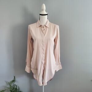 Philosophy Pink Oversized Striped Button Down Shirt Top Size XS